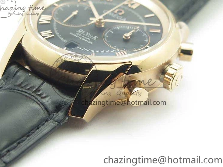 0120 De Ville Chronograph RG OMF 1:1 Best Edition Black Dial On Black Leather Strap A Sophisticated 8106